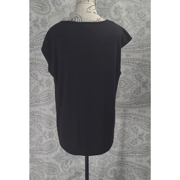 H Halston women's black Sleeveless top gold button detail Size Medium office - Picture 2 of 9